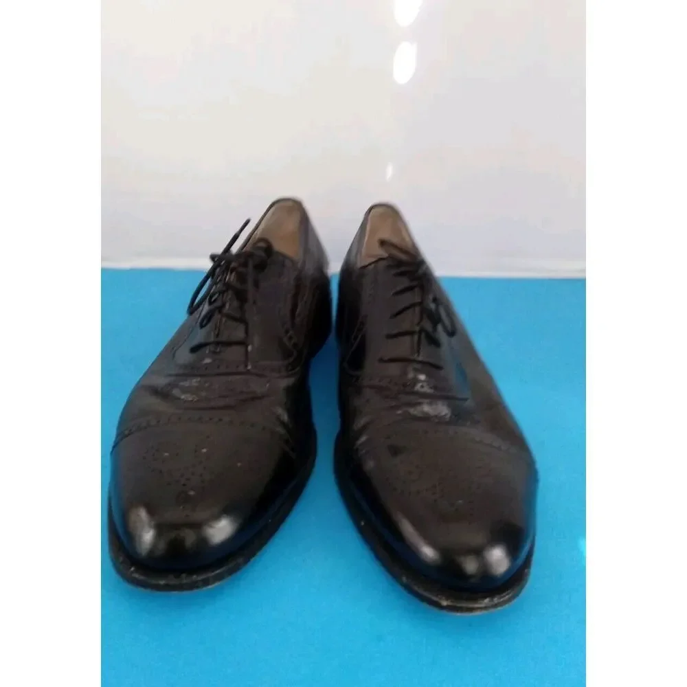 Domani Black Leather Wingtip Oxford Dress Shoes Lace Up Men's‎